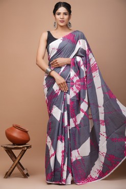  Nu_cotton Mulmul Shibori Grey Pink Saree 