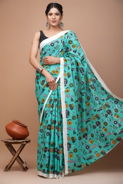  Nu_cotton Mulmul Green Saree 