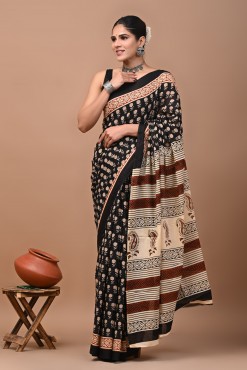  Nu_cotton Mulmul Black Amby Design Saree 