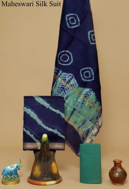  Printed Maheshwari T&d Leheriya Bluegreen Suit Fabric 