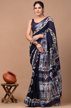  Nu_batik Blue Saree 