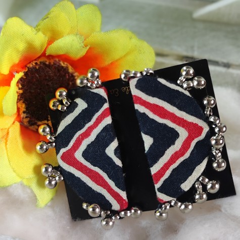 Handmade Fabric Chandra Earrings Black Chevron