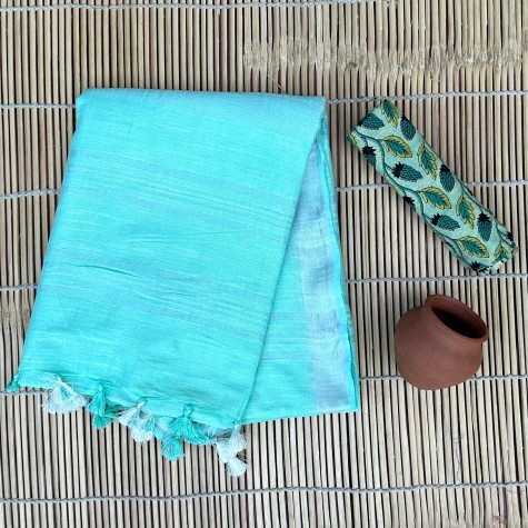 NU_Linen Cyan Saree