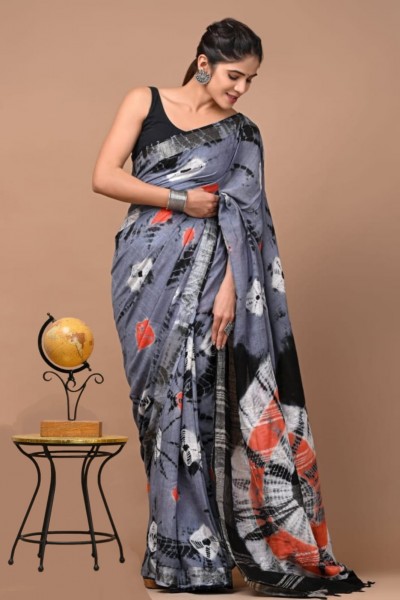 NU_Linen Shibori Grey Black