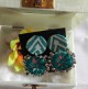 Handcrafted Round Mirror Erring Green Chevron