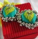 Handmade Fabric Jhumki Green Leaf