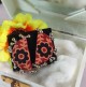 Handmade Ajrakh Fabric Chandra Earrings Flower