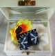 Handmade Fabric Chandra Earrings Blue White