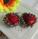 Handmade Fabric Jhumki Red Foil