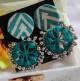 Handcrafted Round Mirror Erring Green Chevron