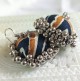 Handmade Fabric Jhumki Blue Chevron