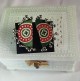 Handmade Ajrakh Fabric Chandra Earrings Green