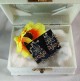 Handmade Fabric Chandra Earrings Blue Flower