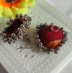 Handmade Fabric Jhumki Red Foil