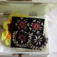 Handcrafted Round Mirror Erring Black Patola