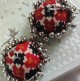 Handmade Fabric Jhumki Red Checks