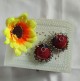 Handmade Fabric Jhumki Red Foil