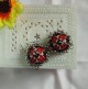 Handmade Fabric Jhumki Red Checks