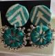 Handcrafted Round Mirror Erring Green Chevron