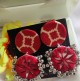 Handcrafted Round Mirror Erring Red Mandala