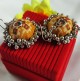 Handmade Fabric Jhumki Yellow Patola