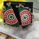 Handmade Ajrakh Fabric Chandra Earrings Green