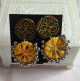 Handcrafted Round Mirror Erring Yellow Ajrakh