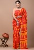 NU_Cotton Mulmul Orange Triangles Saree