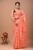 Cotton Mulmul Orange Bubbles Saree
