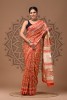 Maheshwari Sarees With  - Screen Printed Orange Jaal