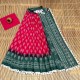 Cotton Mulmul Red Green Border Hand Block Saree