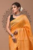 Chanderi Silk Saree - Hand Block Orange