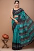 Cotton Mulmul Batik Black Green Saree