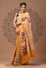 Maheshwari Sarees With  - Batik Printed Yellow
