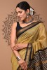 Maheshwari Silk Saree - Hand Block Biscuit Black