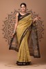 Maheshwari Silk Saree - Hand Block Biscuit Black