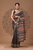 Maheshwari Silk Saree - Hand Block Black Booti