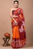 Cotton Mulmul Hand Block Dance Orange Saree