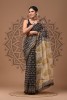 Kota Doriya Dabu Print Saree, Black, Cotton Saree