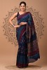 Pure Chanderi Silk - Hand Block Stripe