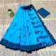 Cotton Mulmul Hand Block Flower Blue Saree