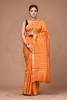 Maheshwari Silk Saree - Hand Block Orange Boota