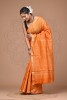 Maheshwari Silk Saree - Hand Block Orange Boota