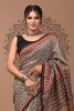Chanderi Silk Saree - Hand Block Chevron