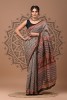 Chanderi Silk Saree - Hand Block Chevron
