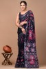 NU_Linen Batik Blue Pink Leaves Saree