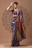 Maheshwari Sarees With  - Batik Printed Vertical Stripes and Design