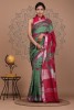 NU_Linen Shibori Red Green Saree