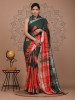 NU_Linen Shibori Red Green Half Saree