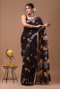 NU_Linen Shibori Black Brown Saree